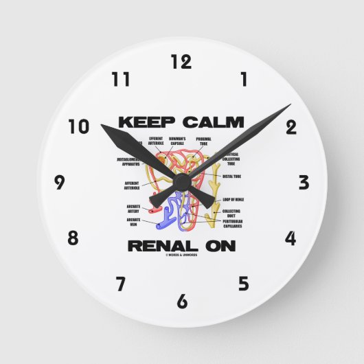 Behalt Calm Renal On (Niere Nephron) Runde Wanduhr (Vorderseite)