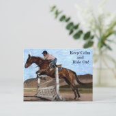 Behalt Calm & Ride On! Reitpferd Postkarte (Stehend Vorderseite)