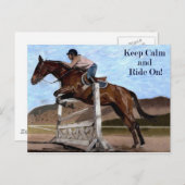 Behalt Calm & Ride On! Reitpferd Postkarte (Vorne/Hinten)
