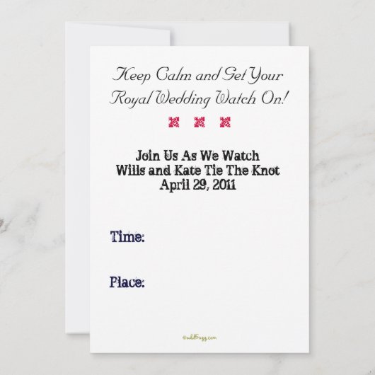 BEHALT CALM Royal Wedding Street Party Einladung (Rückseite)