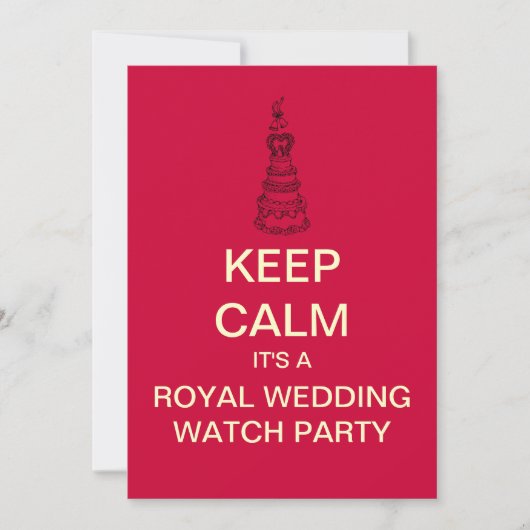 BEHALT CALM Royal Wedding Watch Party Invite (Red) Einladung (Vorderseite)