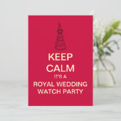 BEHALT CALM Royal Wedding Watch Party Invite (Red) Einladung (Stehend Vorderseite)