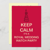 BEHALT CALM Royal Wedding Watch Party Invite (Red) Einladung (Vorne/Hinten)