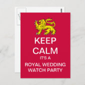 BEHALT CALM Royal Wedding Watch Party Postcard Postkarte (Vorne/Hinten)