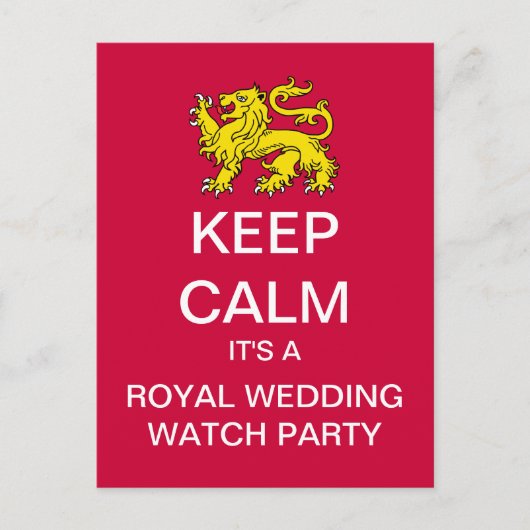 BEHALT CALM Royal Wedding Watch Party Postcard Postkarte (Vorderseite)