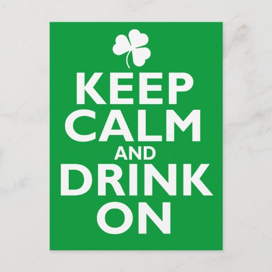 Behalt Calm St Patricks Day Spaß Postkarte (Vorderseite)