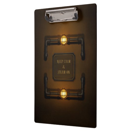 "Behalt Calm & Steam On" Industrial Steampunk Sign Klemmbrett (Links)
