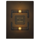 "Behalt Calm & Steam On" Industrial Steampunk Sign Klemmbrett (Rückseite)