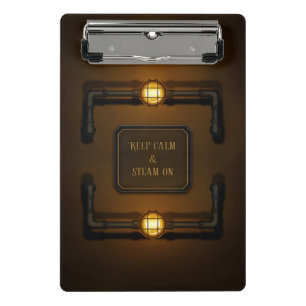 "Behalt Calm & Steam On" Industrial Steampunk Sign Mini Klemmbrett