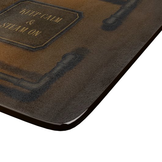 "Behalt Calm & Steam On" Industrial Steampunk Sign Schneidebrett (Ecke)