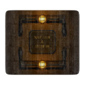 "Behalt Calm & Steam On" Industrial Steampunk Sign Schneidebrett (Vorderseite)