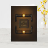 "Behalt Calm & Steam On" Steampunk Industrial Sign Karte (Gelbe Blume)