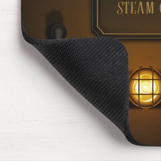 "Behalt Calm & Steam On" Steampunk Industrial Sign Mousepad (Ecke)