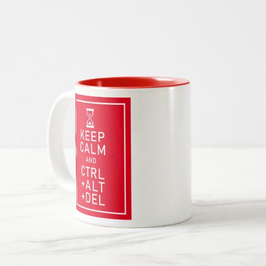 Behalt Calm & STRG + ALT + DEL Funny Programmer Ge Zweifarbige Tasse (Vorderseite Links)
