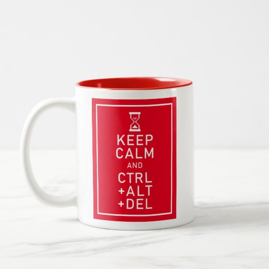 Behalt Calm & STRG + ALT + DEL Funny Programmer Ge Zweifarbige Tasse (Links)