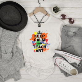 Behalt Calm Teach Art farbenfrohe Platten T-Shirt