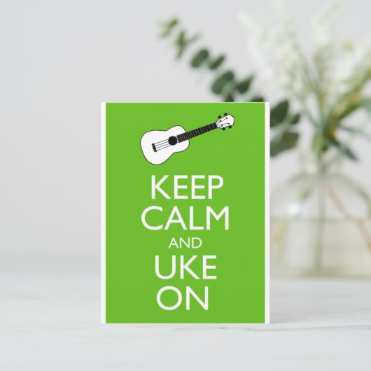 Behalt Calm Uke On (Kleeblatt) Postkarte (Stehend Vorderseite)