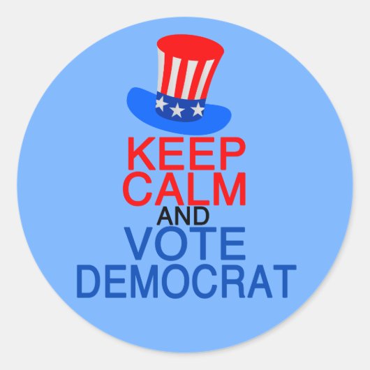 Behalt Calm und Abstimmung Demokrat Runder Aufkleber (Vorderseite)