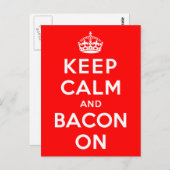 Behalt Calm und Bacon On Postkarte (Vorne/Hinten)
