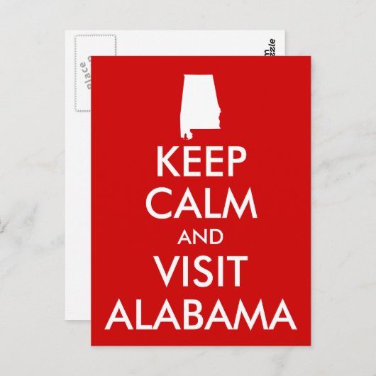Behalt Calm und Besuch Alabama Postkarte (Vorne/Hinten)
