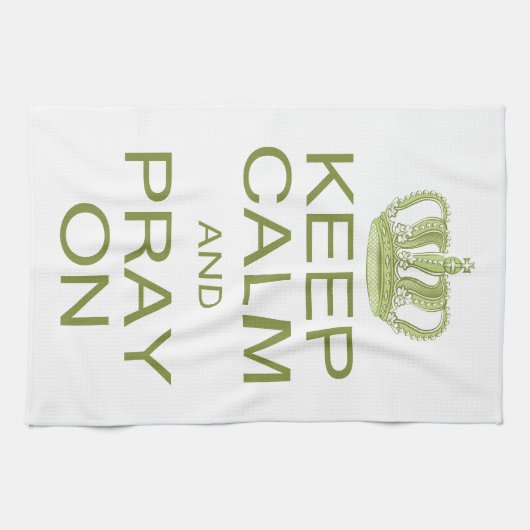 Behalt Calm und bete auf großen königlichen Erlass Geschirrtuch (Horizontal)