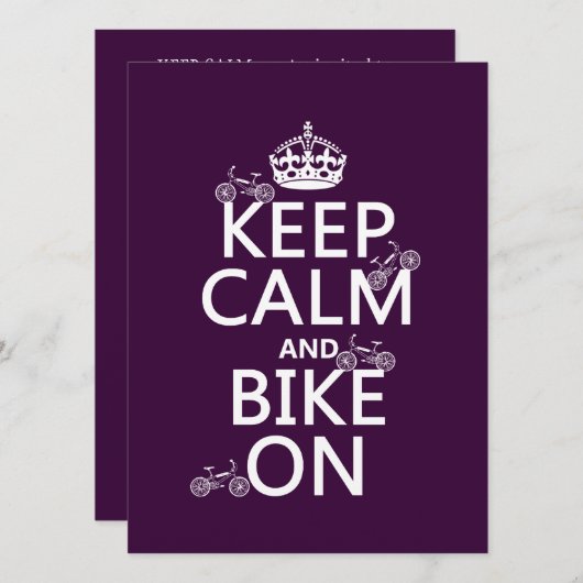 Behalt Calm und Bike On (einstellbare Farbe) Einladung (Vorne/Hinten)