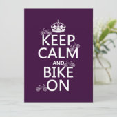 Behalt Calm und Bike On (einstellbare Farbe) Einladung (Stehend Vorderseite)