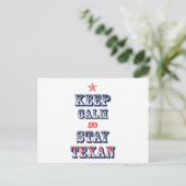 Behalt Calm und Bleibe Texan Postkarte (Stehend Vorderseite)