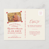 Behalt Calm und Blüh Skript Funny Save the Date Ankündigungspostkarte (Rückseite)