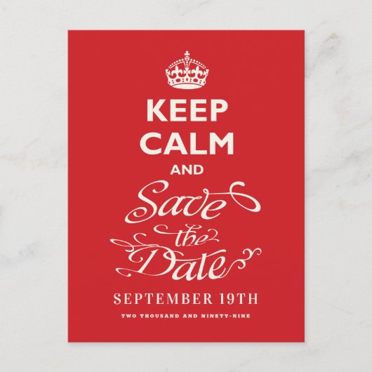 Behalt Calm und Blüh Skript Funny Save the Date Ankündigungspostkarte (Vorderseite)