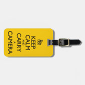 Behalt Calm und Carry a Camera Personalisiert Gepäckanhänger (Vorderseite horizontal)