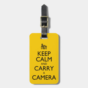 Behalt Calm und Carry a Camera Personalisiert Gepäckanhänger