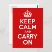 Behalt Calm und Carry on Postkarte (Vorne/Hinten)