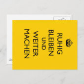 Behalt Calm und Carry on - Ruhig Bleiben Deutsch Postkarte (Vorne/Hinten)