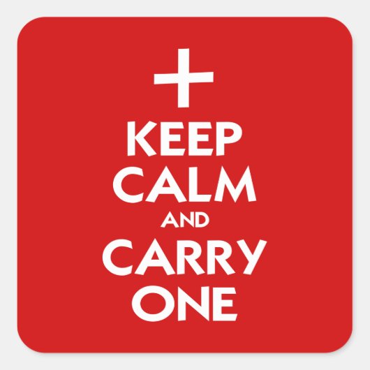 Behalt Calm und Carry One Quadratischer Aufkleber (Vorderseite)