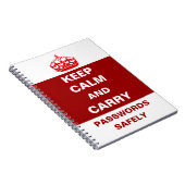 Behalt Calm und Carry Passwords Safely Notebook Notizblock (Rechte Seite)