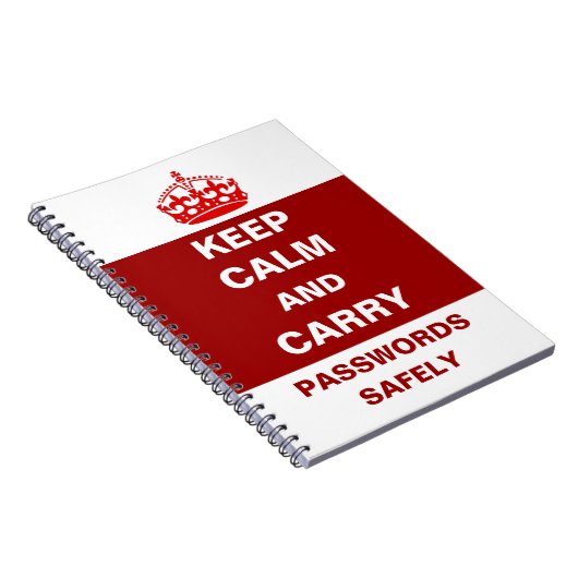 Behalt Calm und Carry Passwords Safely Notebook Notizblock (Rechte Seite)