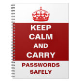 Behalt Calm und Carry Passwords Safely Notebook Notizblock (Vorderseite)