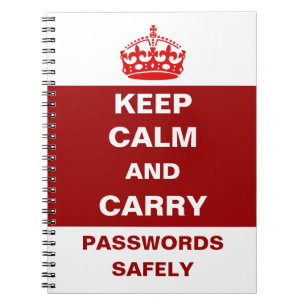 Behalt Calm und Carry Passwords Safely Notebook Notizblock