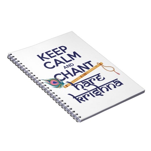 Behalt Calm und Chant Hare Krishna Mantra Gesang Notizblock (Rechte Seite)