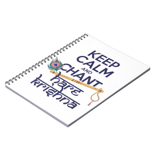 Behalt Calm und Chant Hare Krishna Mantra Gesang Notizblock (Linke Seite)