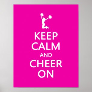 Behalt Calm und Cheer On, Cheerleader Pink Poster