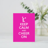 Behalt Calm und Cheer On, Cheerleader Pink Postkarte (Stehend Vorderseite)