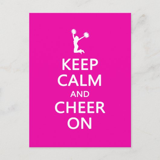 Behalt Calm und Cheer On, Cheerleader Pink Postkarte (Vorderseite)