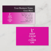 Behalt Calm und Cheer On, Cheerleader Pink Visitenkarte (Vorne/Hinten)