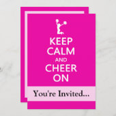 Behalt Calm und Cheerleader Pink Einladung (Vorne/Hinten)
