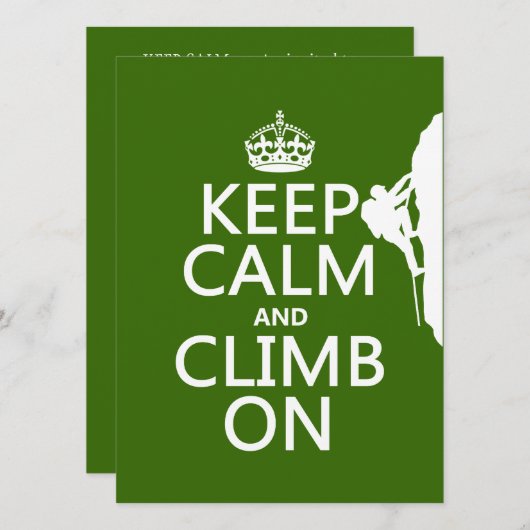 Behalt Calm und Climb On (einstellbare Farbe) Einladung (Vorne/Hinten)