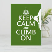 Behalt Calm und Climb On (einstellbare Farbe) Einladung (Stehend Vorderseite)