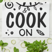 Behalt Calm und Cook on Quote Typografie Geschirrtuch (Gefaltet)