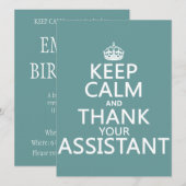 Behalt Calm und danke Ihrem Assistenten - in jeder Einladung (Vorne/Hinten)